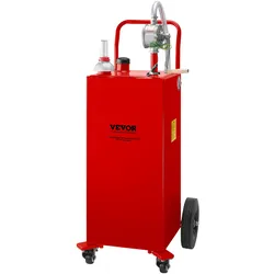 VEVOR Fuel Caddy Kraftstoffspeichertank 132 L 4 Räder mit manueller Pumpe, Rot
