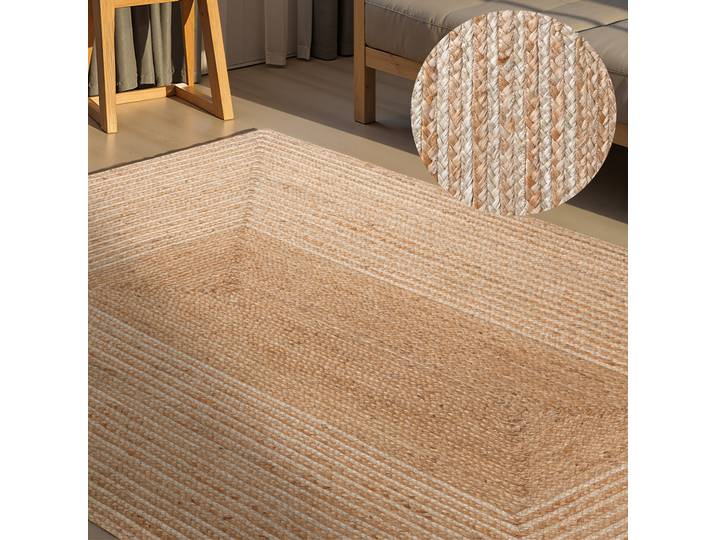 HANSE Home Juno Line Juteteppich rechteckig 9 mm Höhe Jute, Shape, Handgemacht, Wohnzimmerteppich, Naturteppich, Wohnzimmer