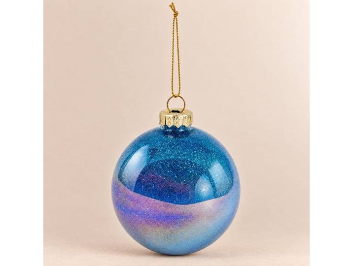 Weihnachtskugel aus Glas mit mehrfarbigem Glitzer