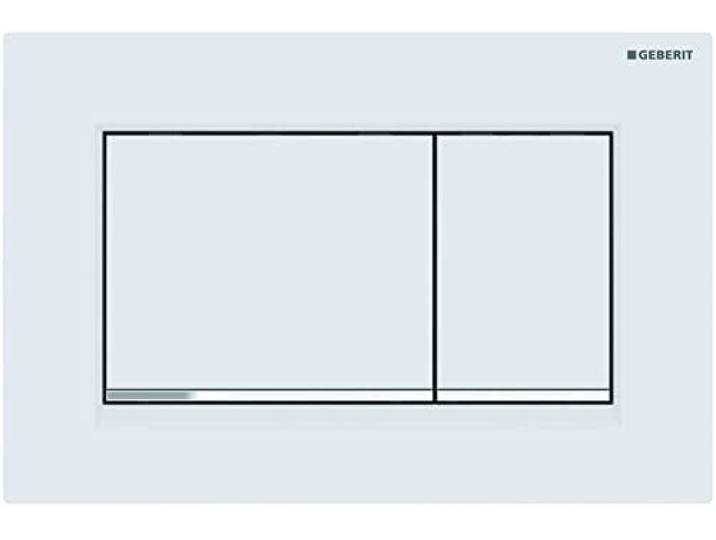 Geberit 115883JT1 Sigma 30 Plaque de déclenchement pour 2 quantités de rinçage avant\, plaque + touches blanches mates\, bandes chromées