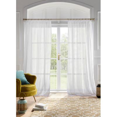 Gardine OTTO HOME "Mila, 1 Stück, Kräuselband, transparent, Wellenmuster bestickt" Gr. 4, weiß, B:140cm H:245cm, Voile, Polyester, Gardinen, Gardine, mit Wellenmuster bestickt, Voile, einfarbig