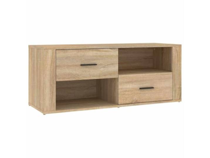 GHVBNMF TV-Schrank Sonoma-Eiche 100x35x40 cm Lowboard Fernsehtisch Kompaktes Lowboard mit Schubladen und Offenen Fächern für Wohnzimmer und Schlafzimmer in Sonoma-Eiche Optik