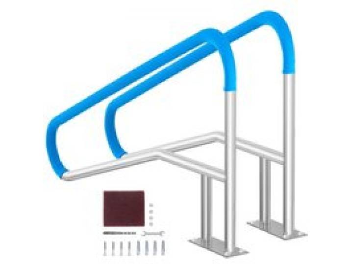 VEVOR Pool Handlauf, 2 Stück, 1395 x 810 x 100 mm, Pooleinstieg, Edelstahl mit Grundplatte für Innen-/Außenpools, Einstieghilfe, rostfreier Haltegriff mit Griffabdeckung & Zubehör für Spas