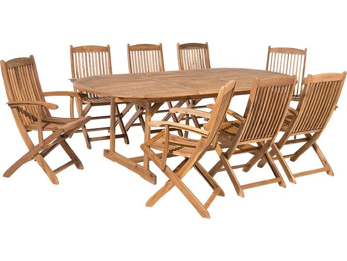 BELIANI Gartenmöbel Set Hellbraun Akazienholz 8-Sitzer Klappbar Terrasse Outdoor Retro Landhaus