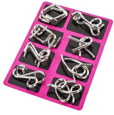 Inspired Finds Metal Wire Puzzle Set 8 Piece Montessori Style IQ Brain Teaser For Kids & Adults pink
