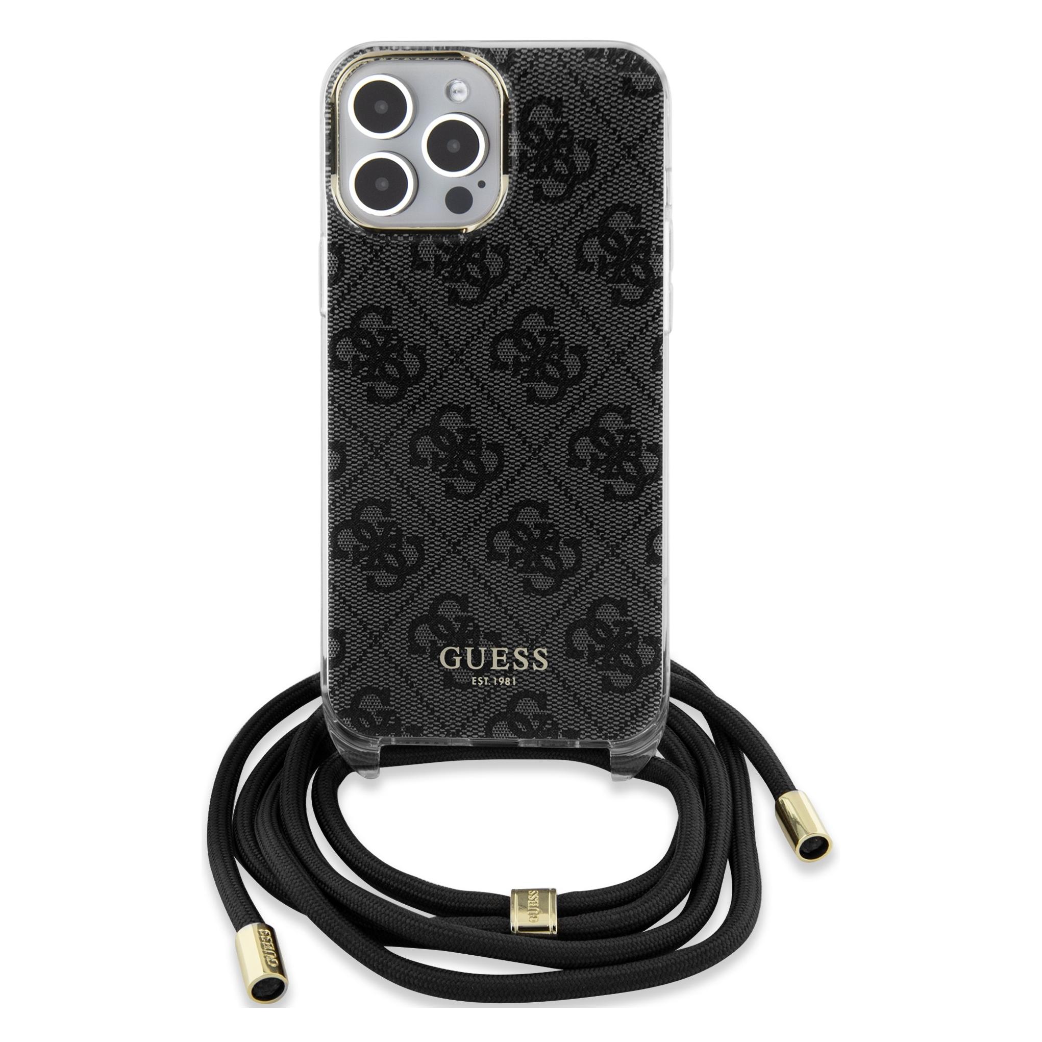 Guess IML 4G Crossbody Case für Apple iPhone 15 Pro - black (Apple iPhone 15 Pro) (GUHCP15LH4STK)