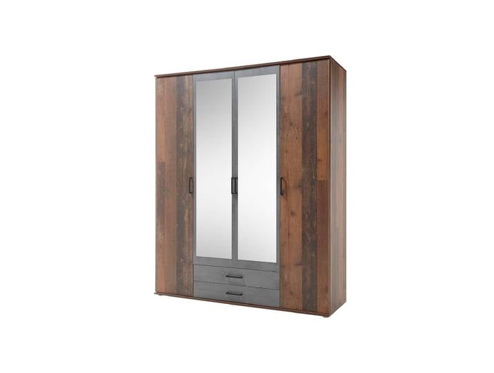 Kleiderschrank mit Spiegel - Old Style - grau - 160 cm - CHICAGO