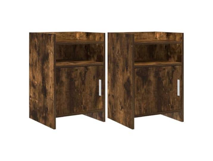 KUTYWEXFM Nachttisch 2er Set Geräucherte Eiche 40x36x60 cm Kompakter Beistelltisch fürs Schlafzimmer mit Tür und Ablagefach aus Holzwerkstoff in geräucherter Eiche Optik.