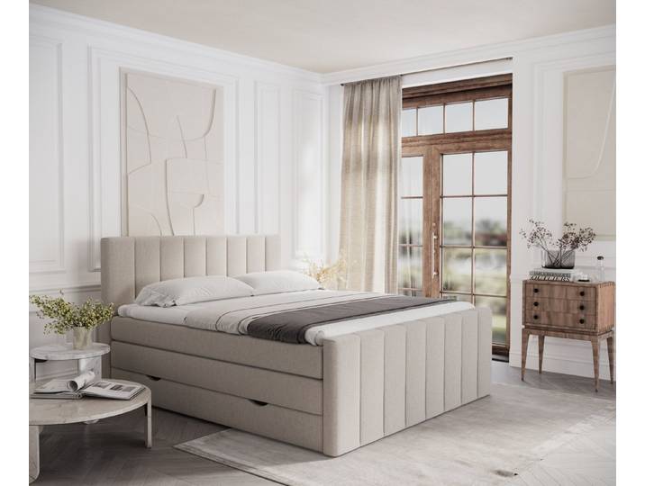 Maison de Rêve Boxspringbett Ruby mit Bettkasten (Komplettbett mit Matratzen, Kopfteil und Topper), Boxspringbett mit Matratzen H4, Doppelbett, inkl. Topper