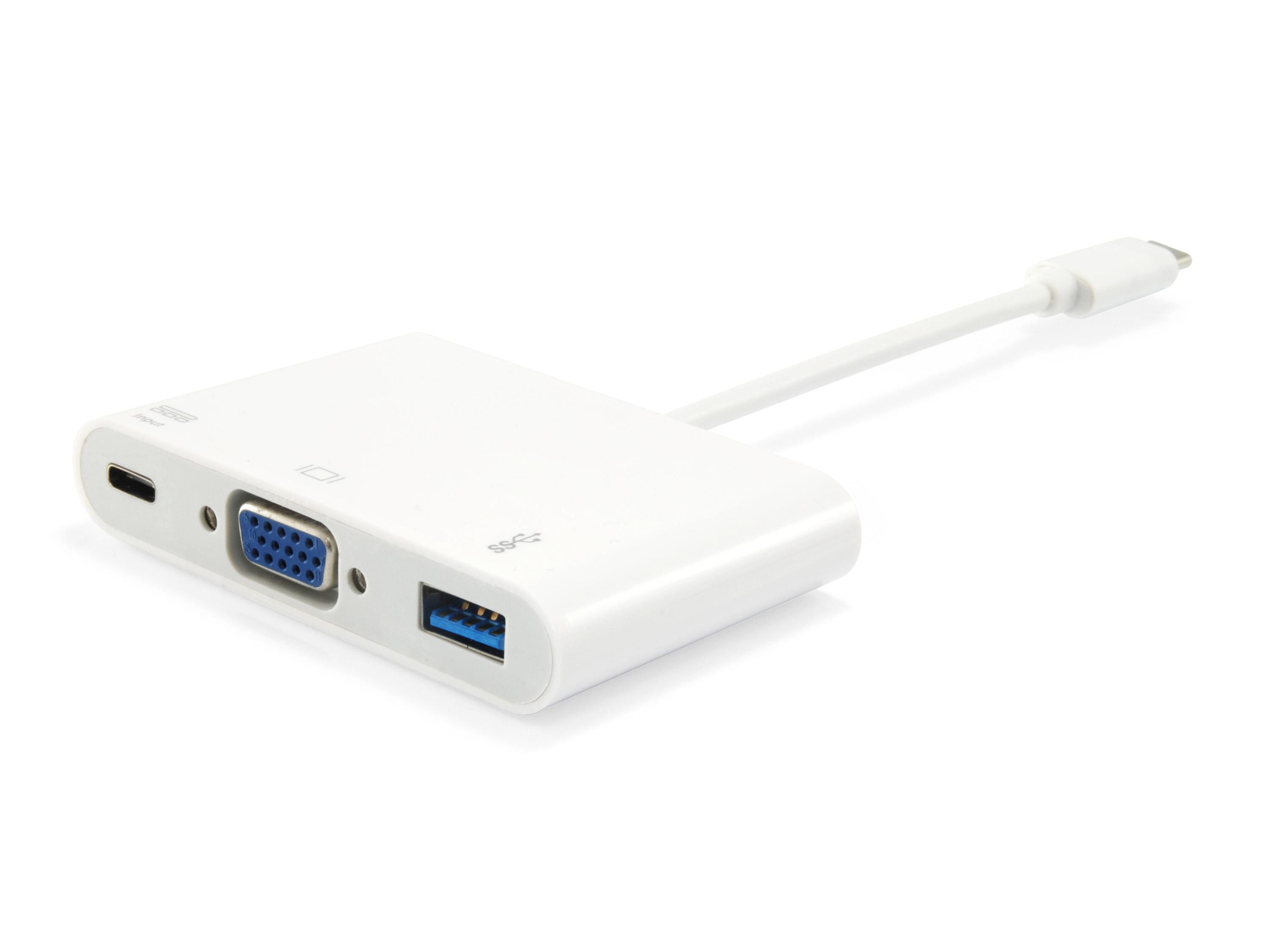 EQUIP 133462 USB-C auf VGA (HD15), USB-A, 60W USB PD Adapter