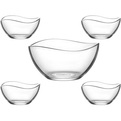 Schüssel VAN WELL "Malaga", transparent, Glas, Schüsseln, Schüssel, mit wellenförmigen Rand