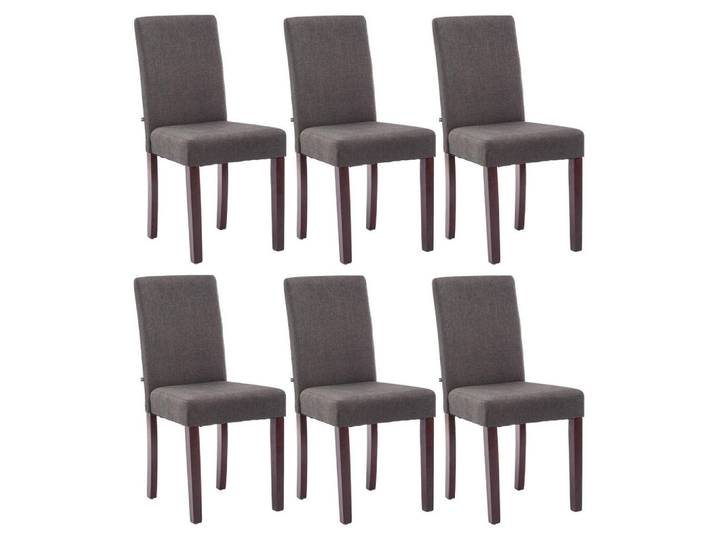 CLP Stuhl 6er Set Stoff Dunkelgrau, Holz, 41x91x47 cm, Esszimmer, Stuhl