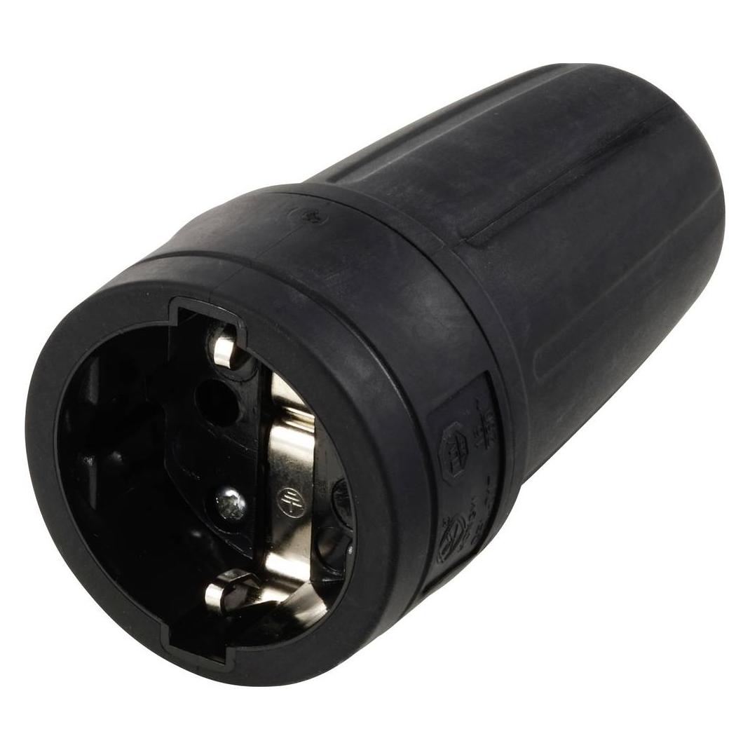 Sygonix SY-6618472 Schutzkontaktkupplung TPE 250 V/AC Schwarz (SY-6618472)