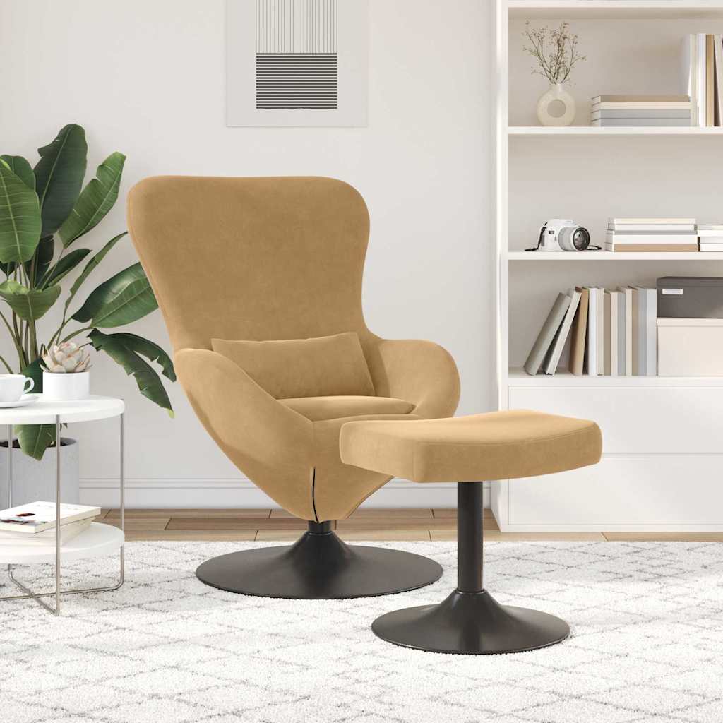 vidaXL Chaise Œuf avec Pouf Marron Velours