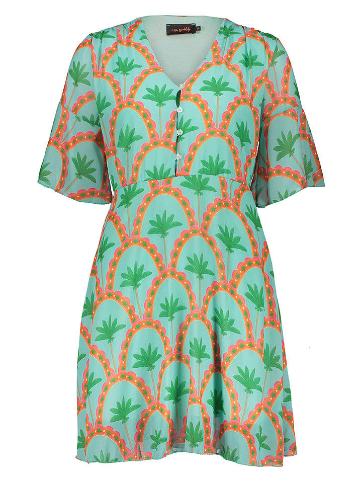 miss goodlife Kleid in Grün/ Orange - XL