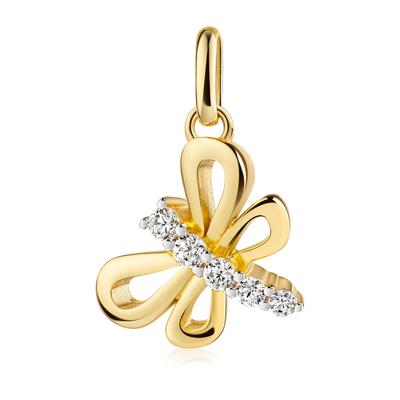 Kettenanhänger FIRETTI "Schmuck Geschenk Gold 333 Halsschmuck Anhänger Schmetterling", gold (gelbgoldfarben, weißgoldfarben, kristallweiß, kristallweiß), Schmuckanhänger, Damen, Gelbgold 333, 1,43 g, Kettenanhänger, mit Zirkonia (synth.)