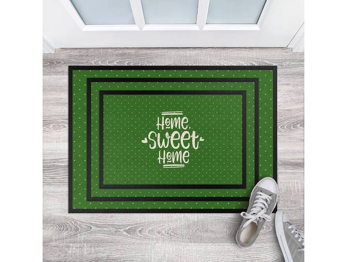 Paillasson Home Sweet Home Polkadots 70 x 50cm Vert/Vert
