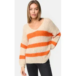 PM SELECTED Damen Warmer Strickpullover Pullover mit Candy Stripes in Einheitsgröße PM67