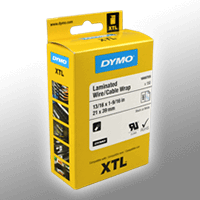 Dymo Label Band XTL 1868705 schwarz auf weiß, geschnitten laminiert für Kabel, 21mm x 39mm