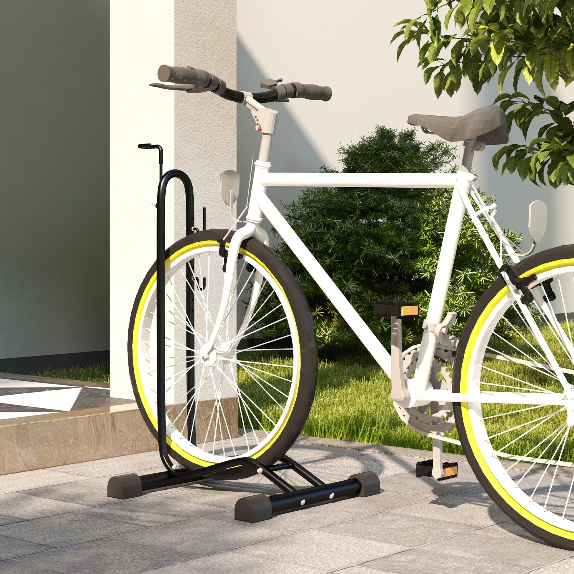 Homcom Supporto per Bici con Ganci Regolabili, Compatibile con Biciclette 24"-29" e 700c, per Garage, Interno ed Esterno, Nero   Aosom Italy