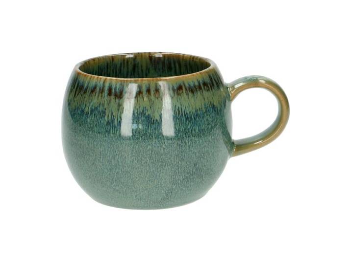 Mok rond reactieve glazuur, steengoed, groen, Ø 12 cm