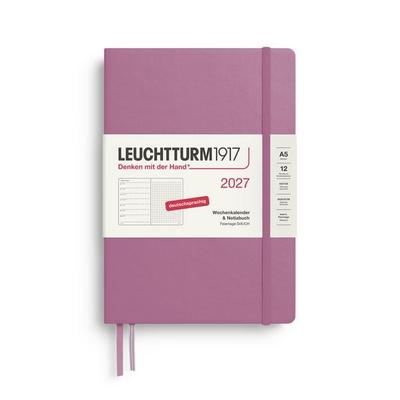 Wochenkalender & Notizbuch Dotted Medium (A5) 2027, Dusty Rose, Deutsch