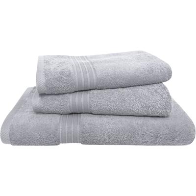 Handtuch Set DYCKHOFF "Siena", silber, 3 Stk., Frottier, Frottier, Obermaterial: 100% Baumwolle, Handtuch-Sets, mit Bordüre; 2 Handtücher (50x100cm), 1 Duschtuch (70x140cm)