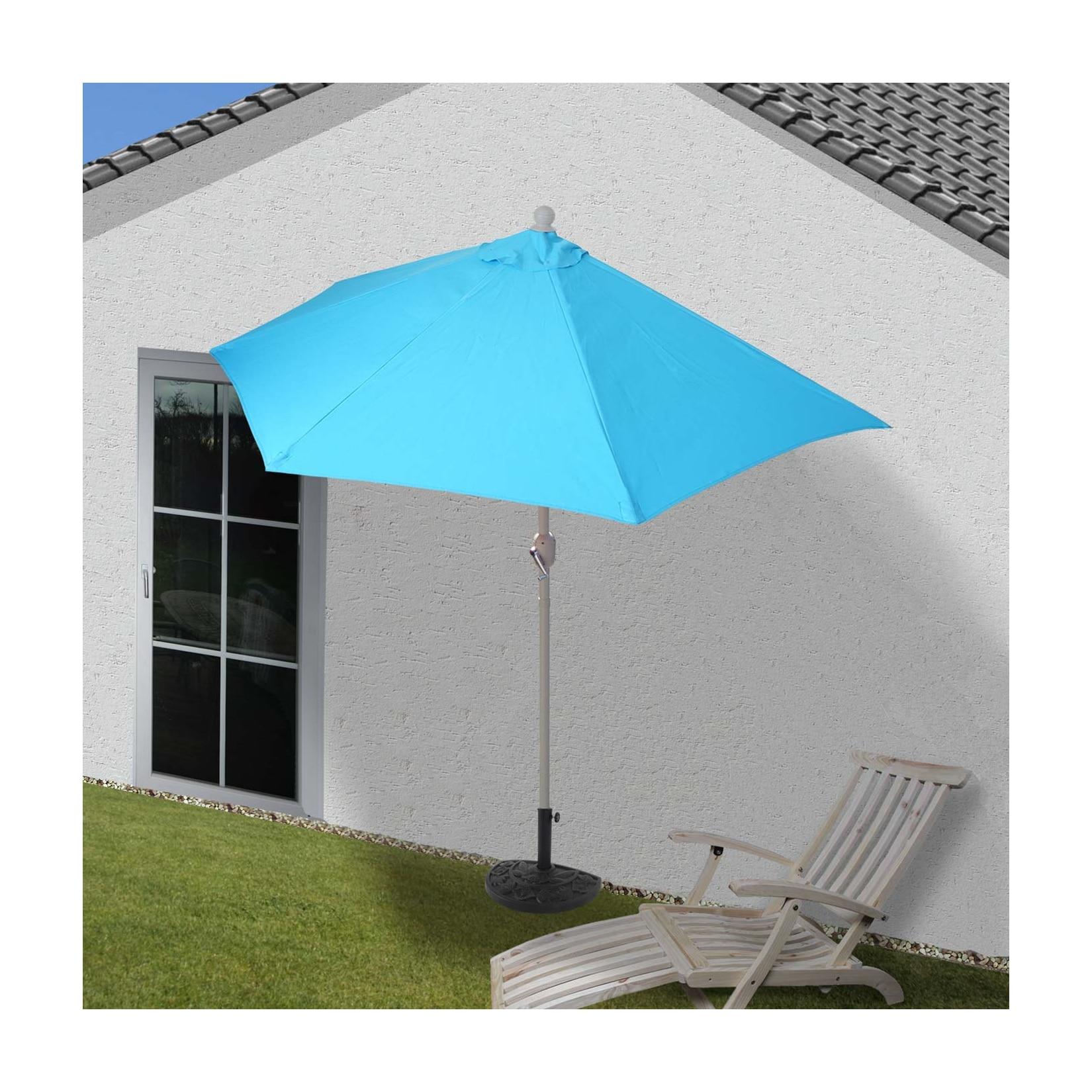 Sonnenschirm halbrund Lorca, Halbschirm Balkonschirm, UV 50+ Polyester/Alu 3kg ~ 300cm türkis mit Ständer