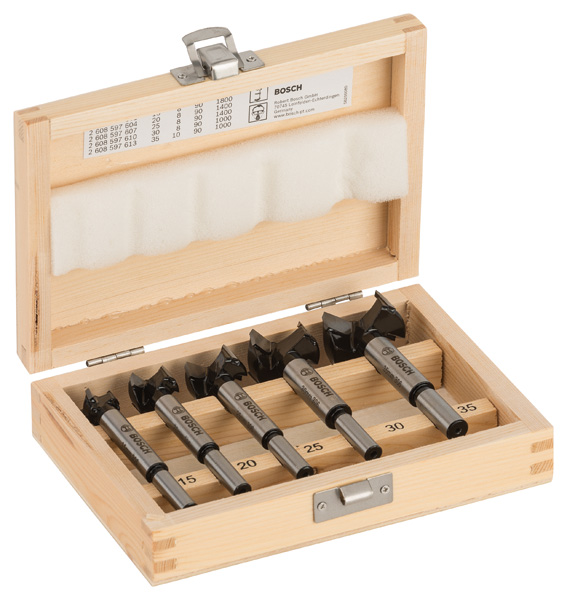 Bosch 5-tlg. Scharnierlochbohrer-Set, Carbide, 15–35 mm 2607018750