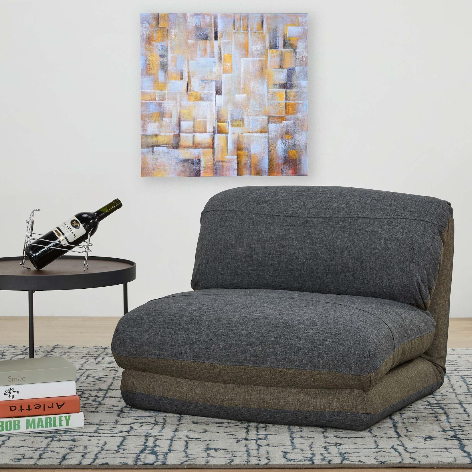 Schlafsessel MCW-E68, Schlafsofa Funktionssessel Klappsessel Relaxsessel, Stoff/Textil ~ khaki/dunkelgrau