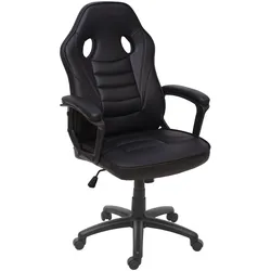 Bürostuhl MCW-F59, Schreibtischstuhl Drehstuhl Racing-Chair Gaming-Chair, Kunstleder ~ schwarz