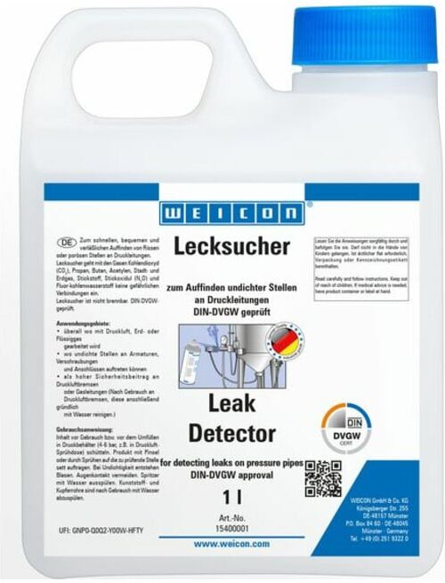 WEICON Lecksucher, zum Auffinden von Rissen an Druckleitungen, 1 L, leicht gelblich, klar (15400001)