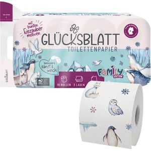 Glücksblatt Toilettenpapier Eiszauber, 3-lagig, Tissue, 150 Blatt, 16 Rollen