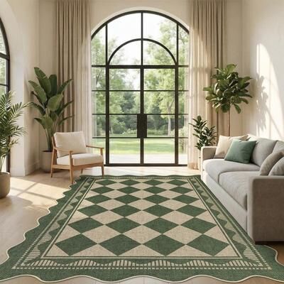 Garvee Modern Geometric Scalloped Easy Jute Area Rug
