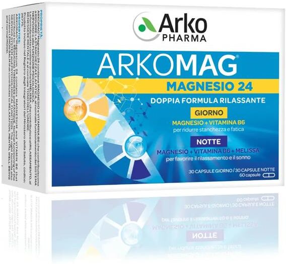 Arkopharma Magnesio 24 Giorno E Notte Doppia Azione Integratore Rilassante 60 Capsule