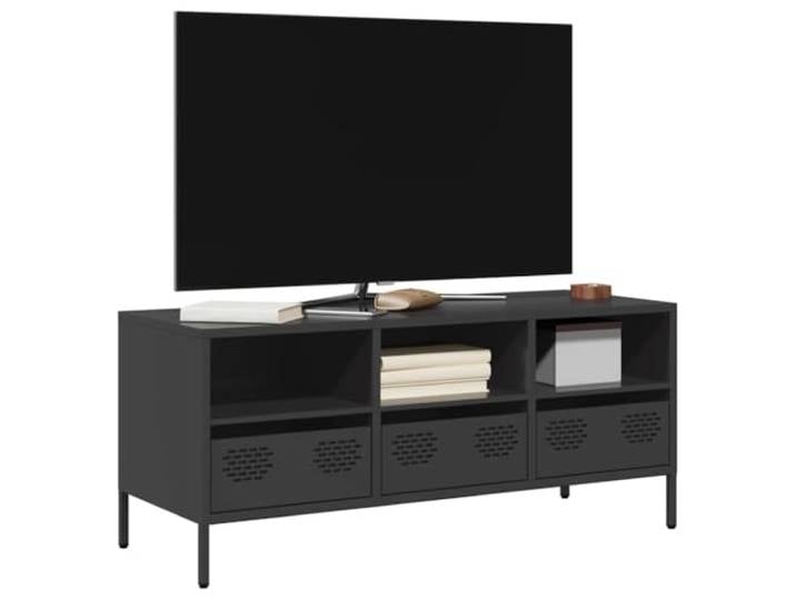 HEFZGDB TV-Schrank Schwarz 101,5x39x43,5 cm Kaltgewalzter Stahl mit 3 Fächern und 3 Schubladen Industrie-Stil Möbel Stauraum Metallschrank verstellbare Stellfüße Robustes Wohnzimmer