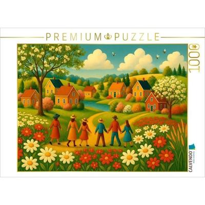 CALVENDO Puzzle Blumenwiesen und Kinderglück | 1000 Teile Lege-Größe 64x48cm Foto-Puzzle für glückliche Stunden