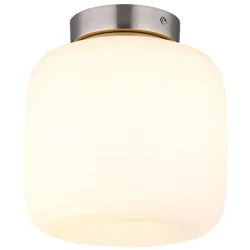 Deckenlampe Deckenleuchte Wohnzimmerlampe LED Nickel Metall Glas opal H 21 cm