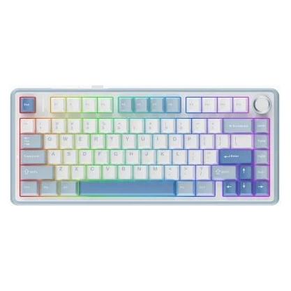 Aula Computer keyboard F75 EN White + Blue + Purple switch (Eng. Int., Kabellos) (F75-WBP)
