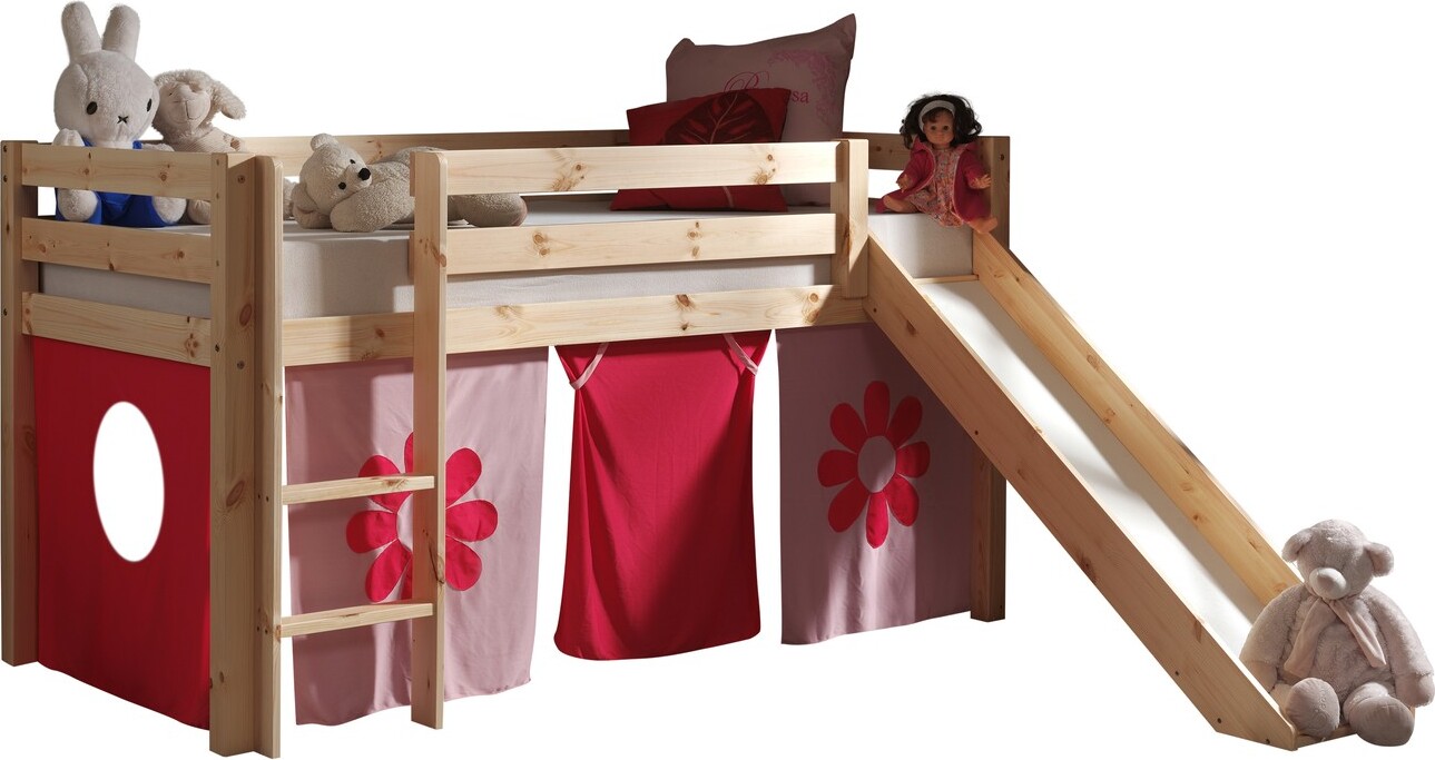 Spielbett mit Rutsche Pino Kiefer massiv 90 x 200 cm