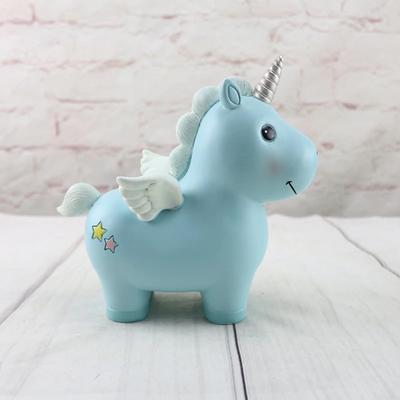 Playful Picks Unicorn Piggy Bank With Horn & Wings Blue