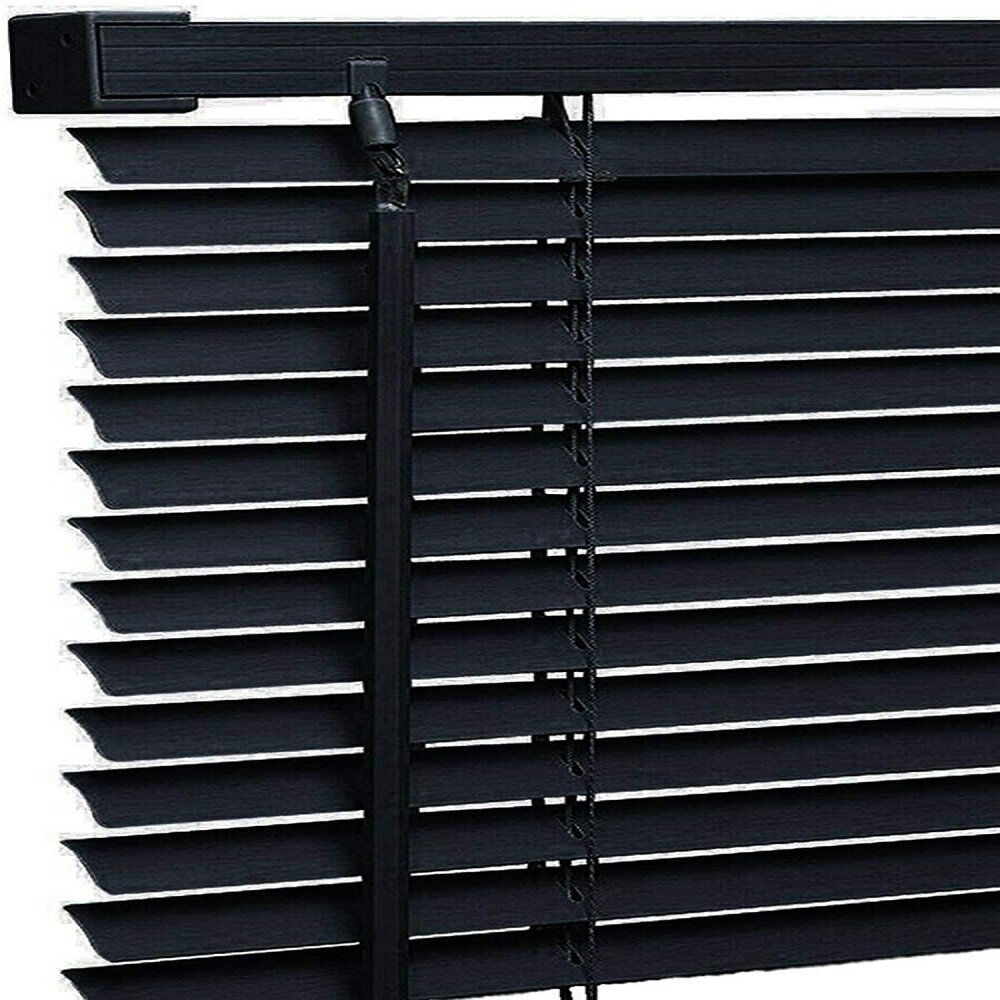 Symple Stuff PVC & Aluminum Venetian Blinds, Easy Fit Window Blinds with Light Control & Privacy Black 213 cm L x 105 cm W