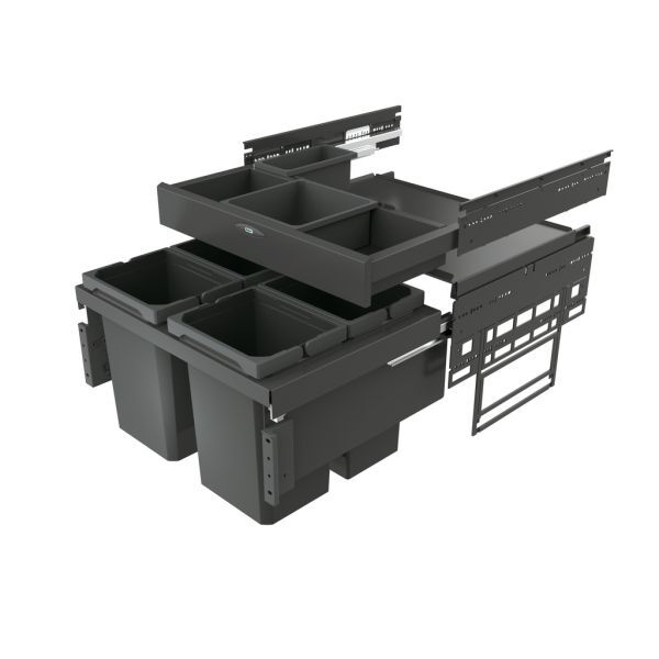 Naber Abfallsammler Cox Base 360 S/600-4 mit Base-Board, für Frontauszüge, ohne Biodeckel, anthrazit