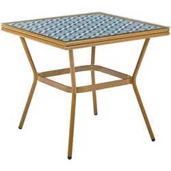 BISTROTISCH Outdoor 80 cm 80 cm Polyrattan Blau/Weiß Caspri