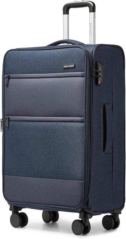 Famanu Trolleykoffer Erweiterbar 80x49x30cm mit Hartschale und TSA-Schloss - Blau