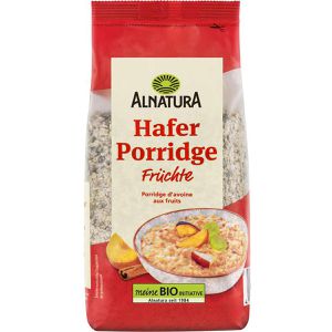 Alnatura Haferbrei Porridge Früchte, BIO, ohne Zuckerzusatz, mit Trockenfrüchten & Zimt, vegan, 500 g