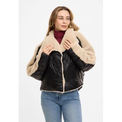 Winterjacke FRIEDA & FREDDIES "Frieda & Freddies Materialmix-Jacke mit Teddy und Stepp-Nylon", Damen, Gr. 34, schwarz, 100% Polyester, Jacken Winterjacke