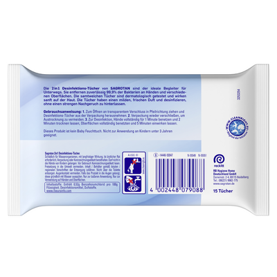 Reckitt Benckiser Deutschland GmbH SAGROTAN 2in1 Desinfektions-Tücher 15 St 11101081