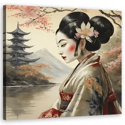 WANDBILD japanische geisha abstrakt