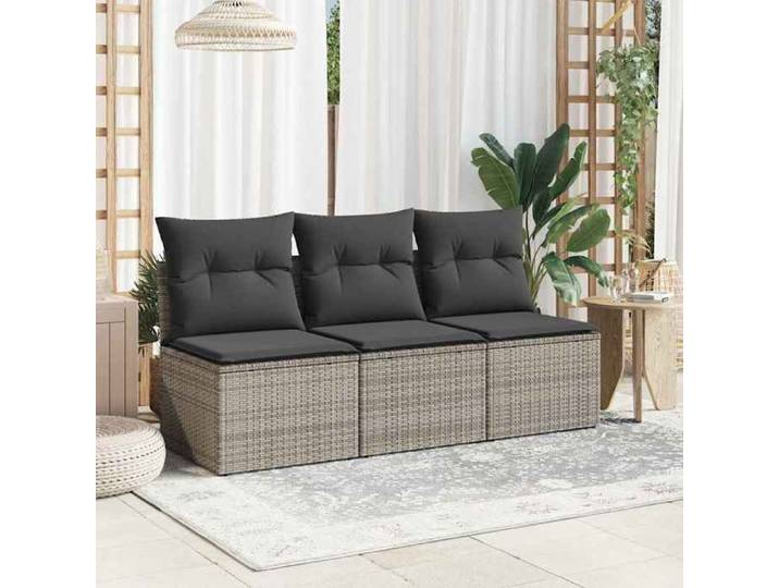 BEST HOME Canapé-Sofa moderne - Canapé de jardin avec coussins 3 places gris résine tressée FR850471